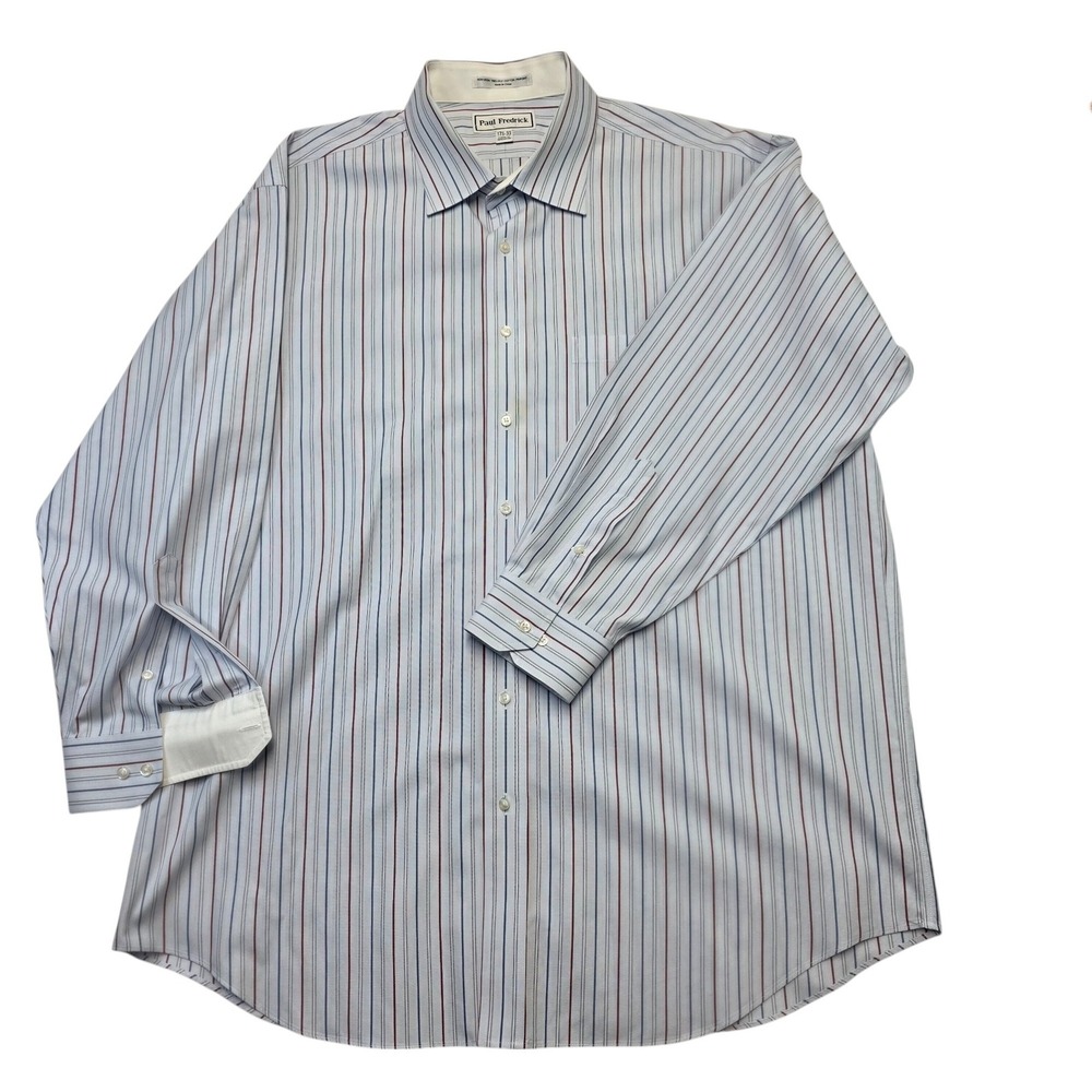 Paul Fredrick Non-Iron Dress Shirt‎ Striped Button Up 17 1/2-33